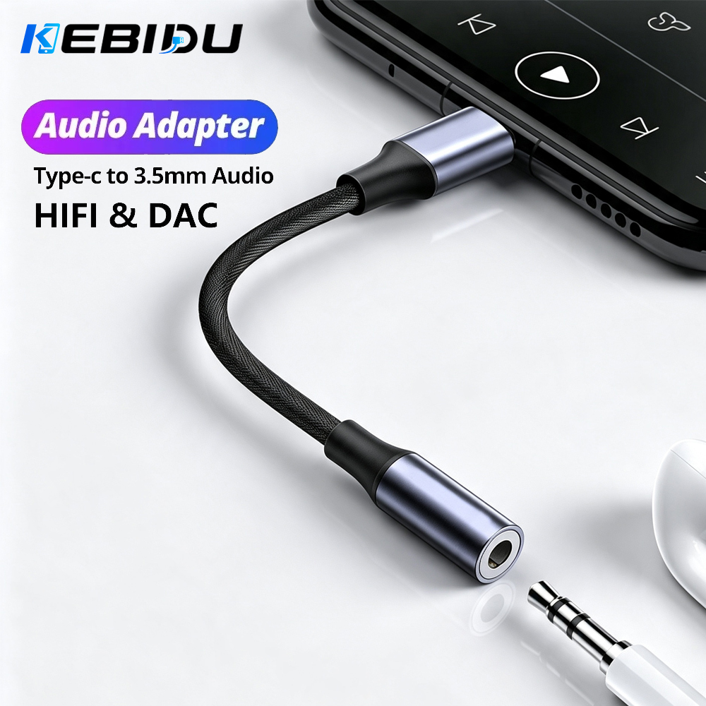 Audiophile Headphone Wired - محول KEBIDU من نوع C إلى