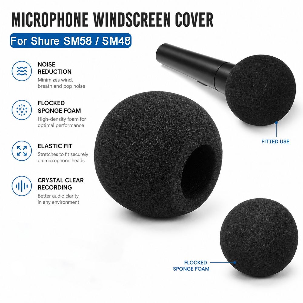 Shure Mic Sm58 - غطاء ميكروفون بديل من الإسفنج المخملي