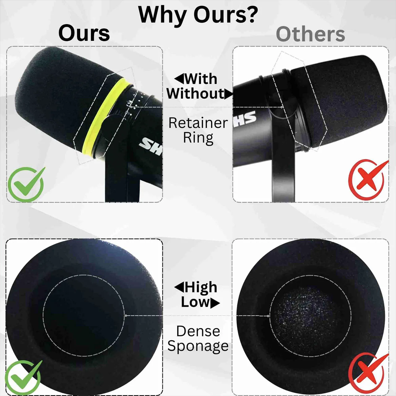غطاء رغوي بديل MV7 مع حلقة خضر - مراجعة Shure Mic Mv7 وسعره